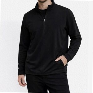 IZOD Men's Black Size M Performance Quarter Zip Pullover Long Sleeve